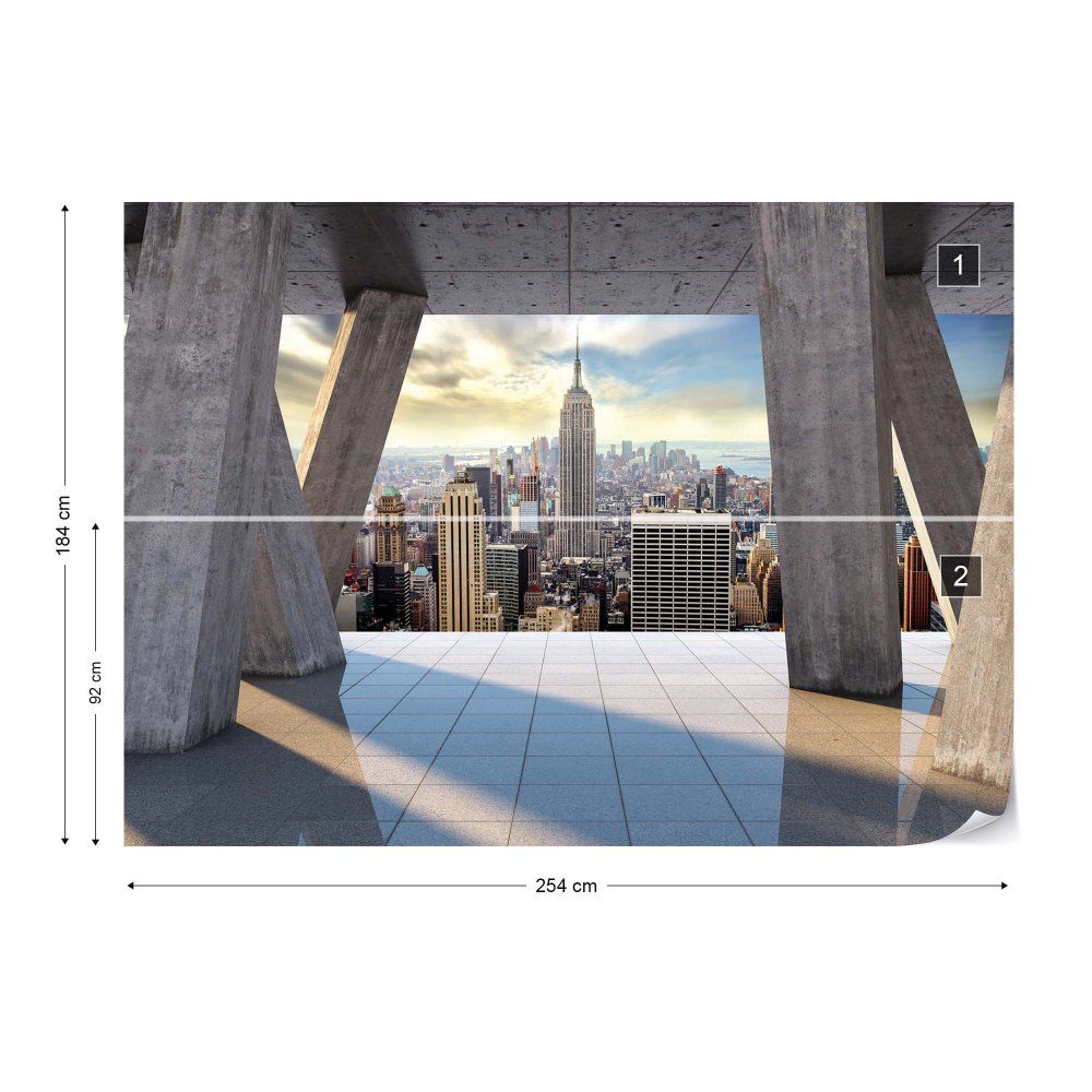 Fototapeta GLIX - New York City Skyline 3D View Concrete 2 + lepidlo ZDARMA Papírová tapeta  - 254x184 cm - GLIX DECO s.r.o.