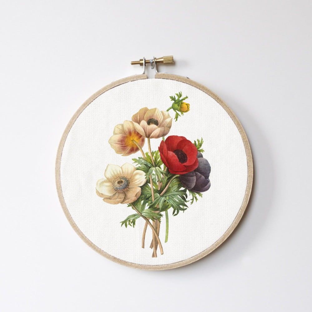 Nástěnná dekorace Surdic Stitch Hoop Flowers, ⌀ 27 cm - Bonami.cz
