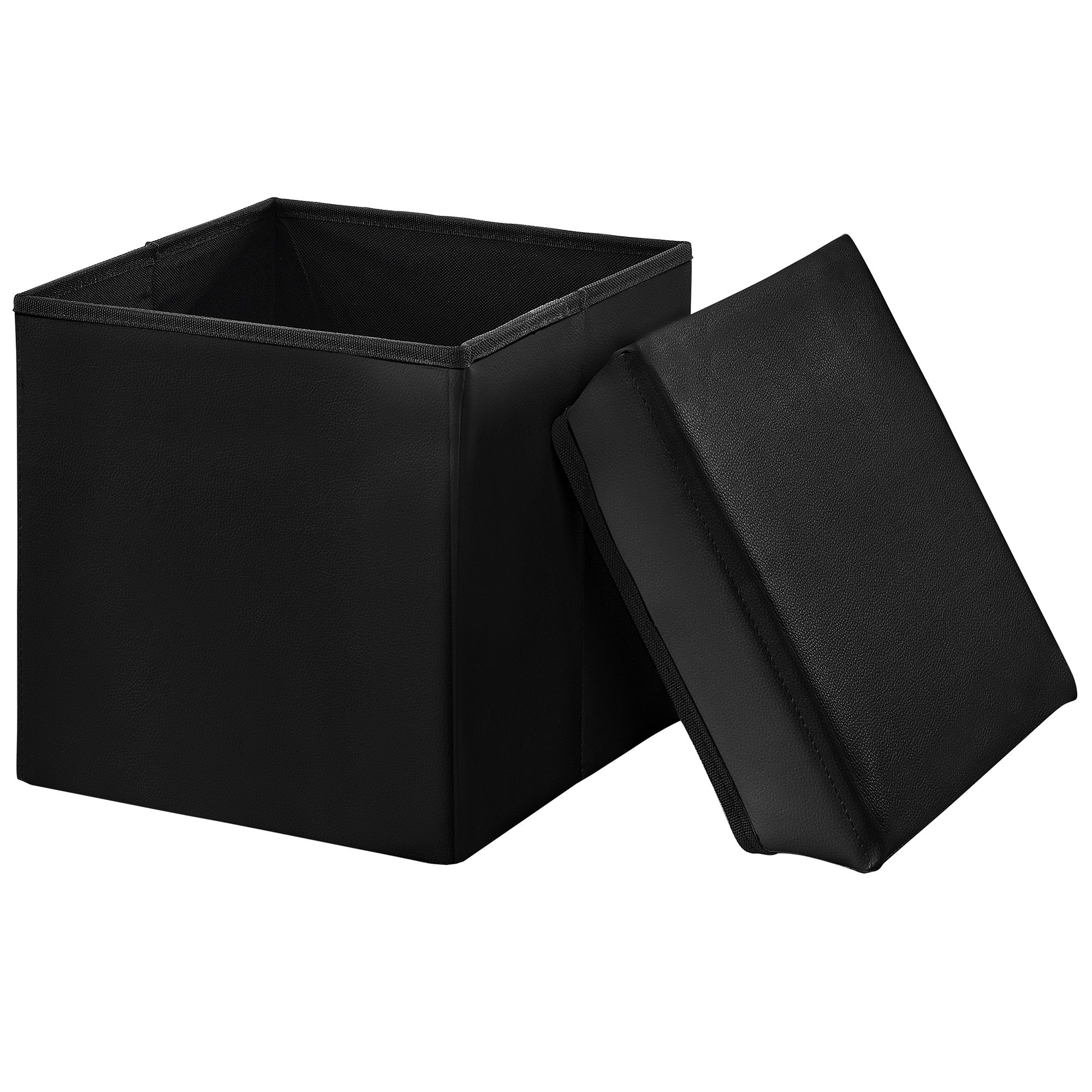 [en.casa]® Skládací taburet - koženka - černý - 30 x 30 x 30 cm - H.T. Trade Service GmbH & Co. KG