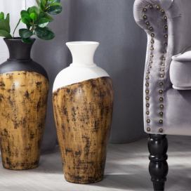Dekorativní váza terakota 44 cm bílá/ hnědá BONA