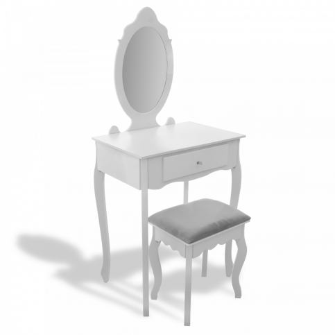 Tutumi Toaletní kosmetický stolek se zrcadlem a taburetem 17070 bílý  - Houseland.cz