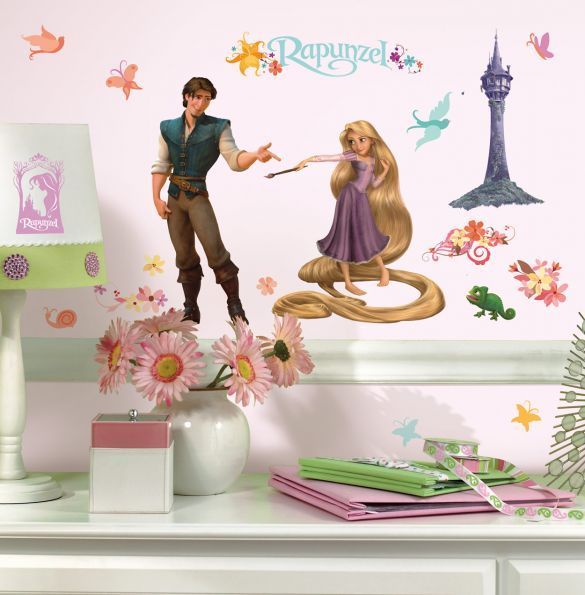 Dětské samolepky na zeď s Rapunzel - obrázky Na Vlásku - Dětské dekorace Lunami