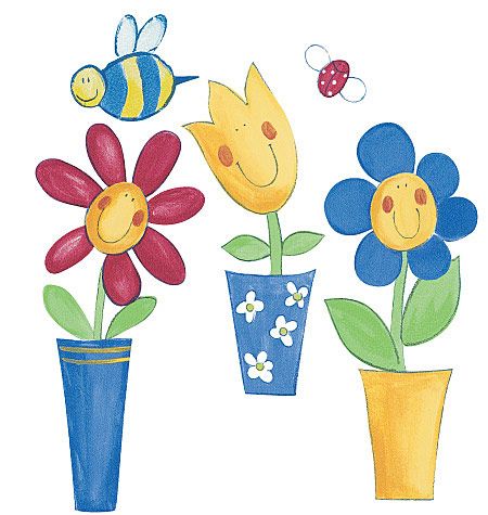 Samolepící dekorace  Květinky v květináči - Dětské dekorace Lunami