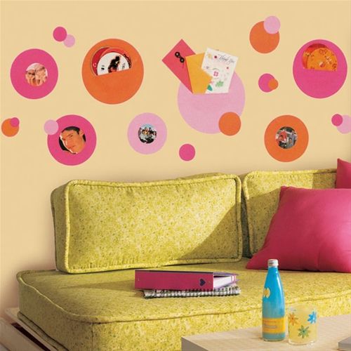 Samolepící rámečky Kolečka a kroužky oranžovo-růžové - Dětské dekorace Lunami