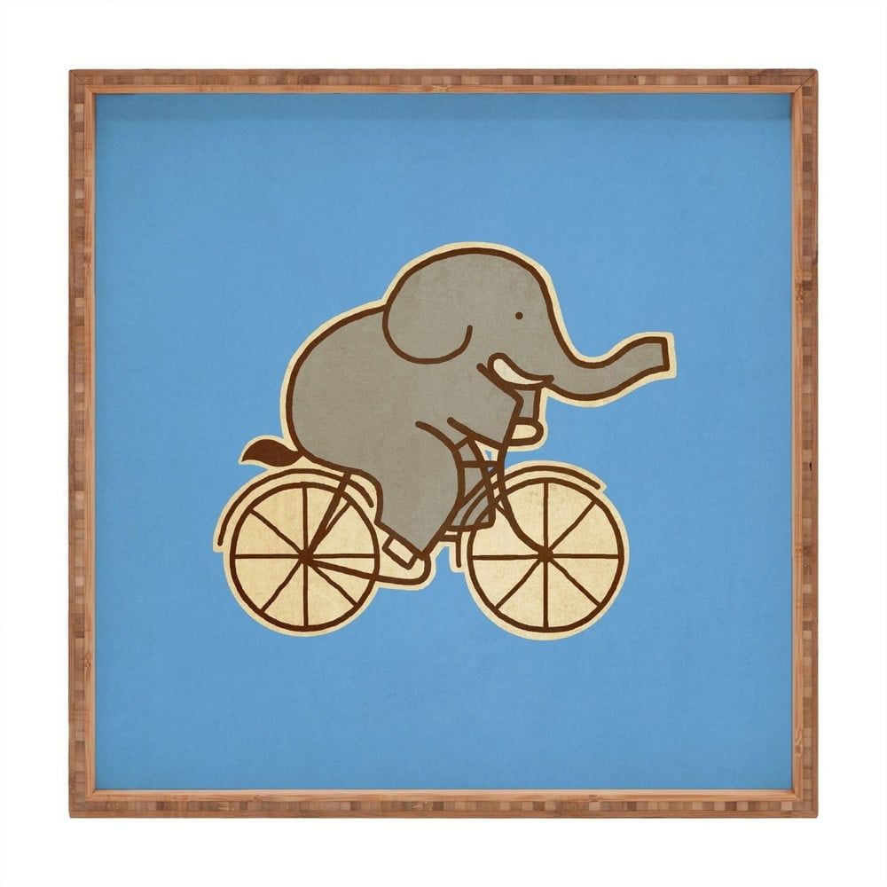Dřevěný dekorativní servírovací tác Biking Elephant, 40 x 40 cm - Bonami.cz