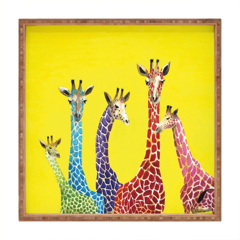 Dřevěný dekorativní servírovací tác Giraffes, 40 x 40 cm - Bonami.cz