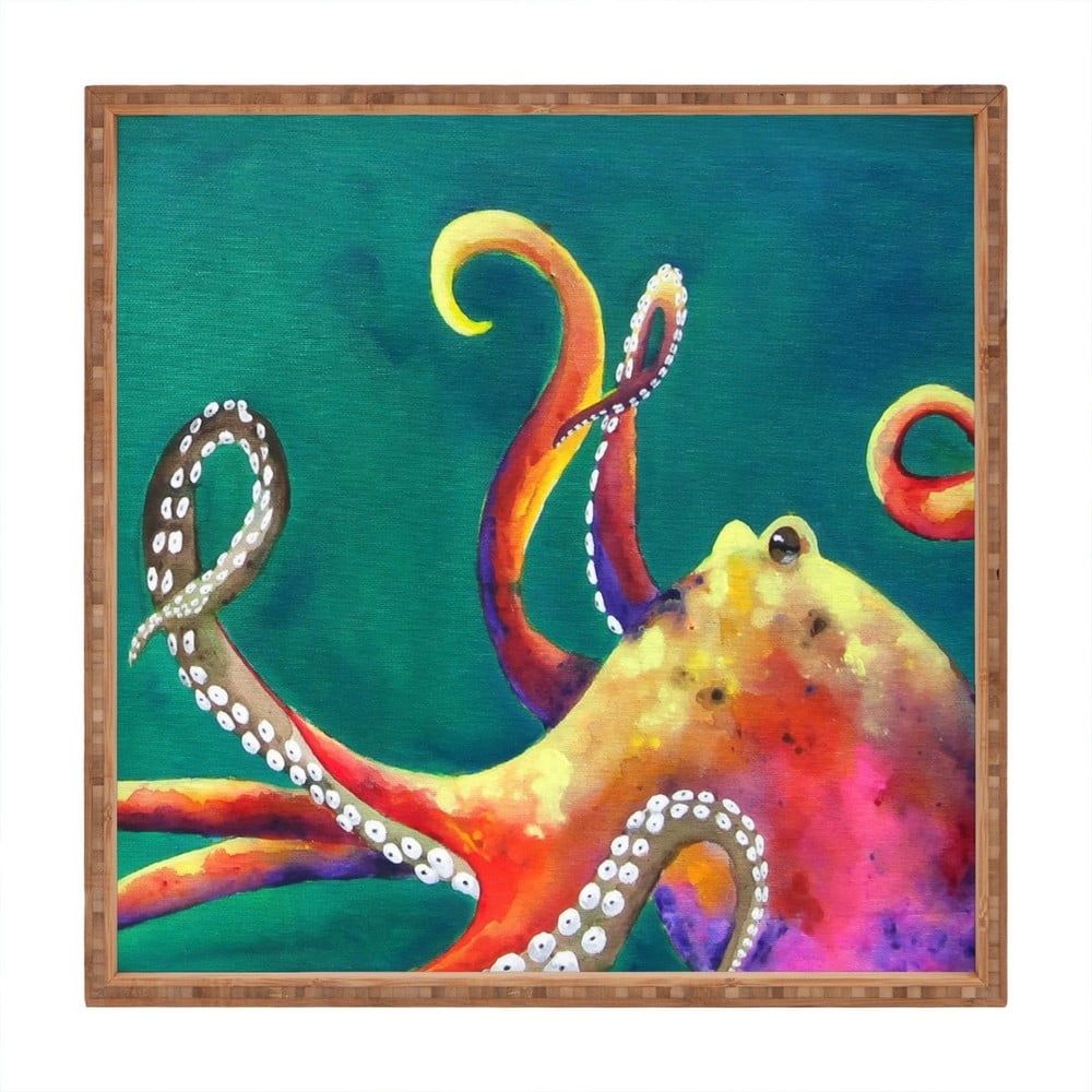 Dřevěný dekorativní servírovací tác Octopus, 40 x 40 cm - Bonami.cz