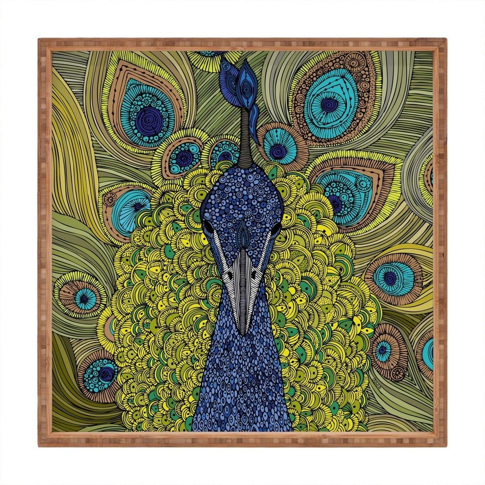 Dřevěný dekorativní servírovací tác Peacock, 40 x 40 cm - Bonami.cz