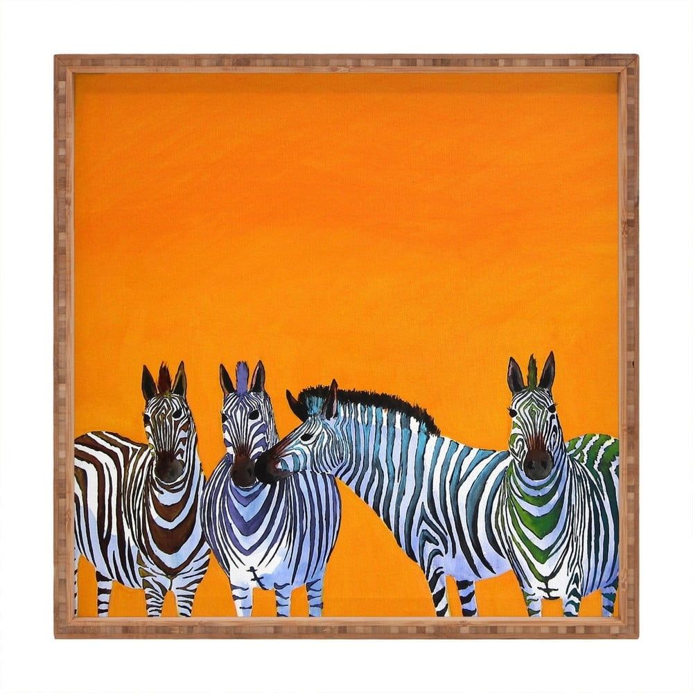 Dřevěný dekorativní servírovací tác Zebras, 40 x 40 cm - Bonami.cz
