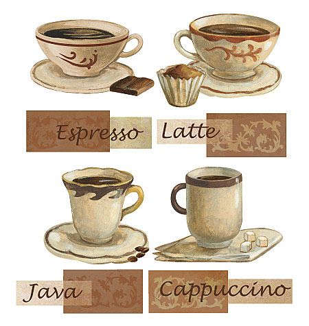 Samolepící dekorace  Káva - espresso, latte, cappuccino - Dětské dekorace Lunami