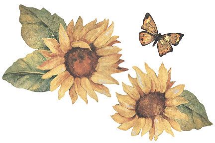 Samolepící dekorace  Slunečnice a motýl - Dětské dekorace Lunami