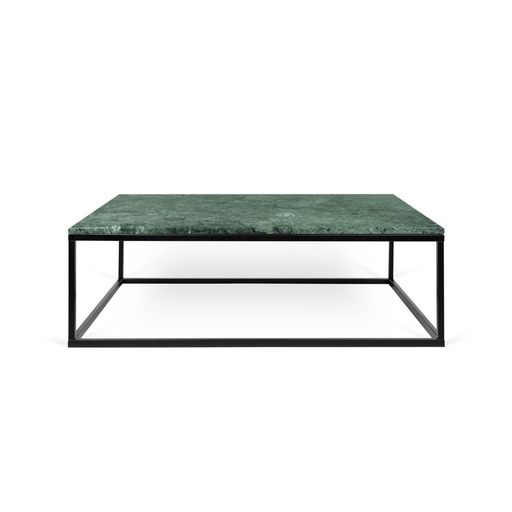 Zelený mramorový konferenční stolek s černými nohami TemaHome Prairie, 75 x 32 cm - Bonami.cz