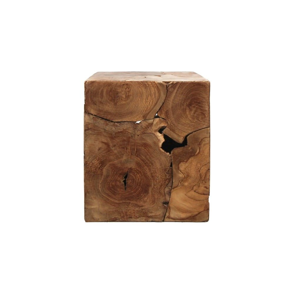Příruční stolek z neopracovaného teakového dřeva HSM collection Cube, 30 x 35 cm - Bonami.cz