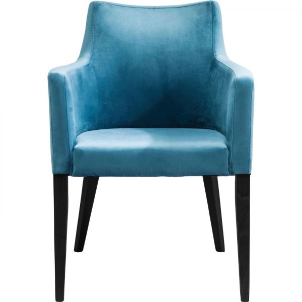 Modrá čalouněná židle s područkami Black Mode Velvet - KARE