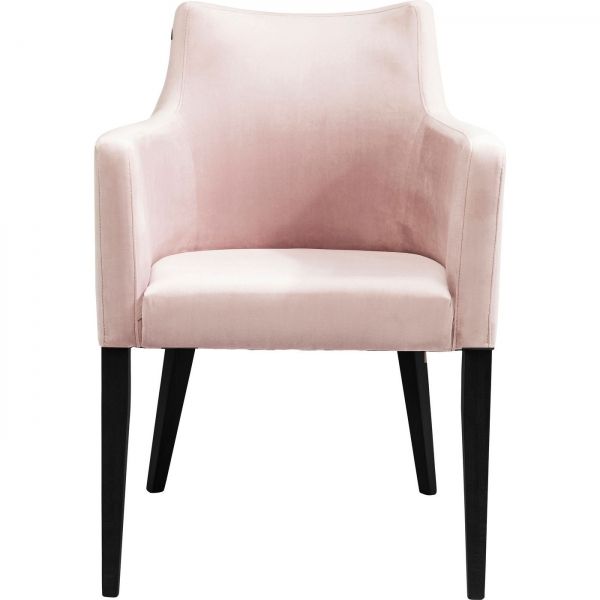 Růžová čalouněná židle s područkami Black Mode Velvet - KARE