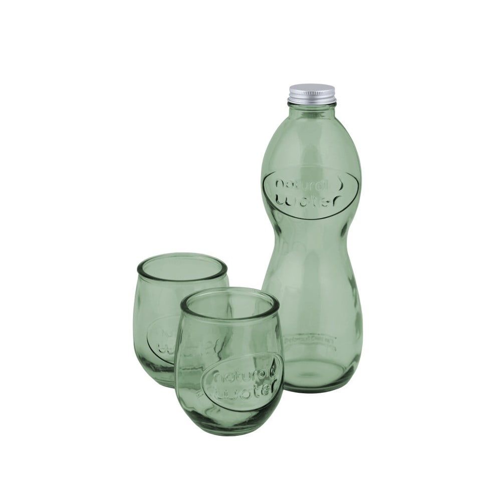 Set světle zelené lahve na vodu a 2 sklenic z recyklovaného skla Ego Dekor Water - Bonami.cz
