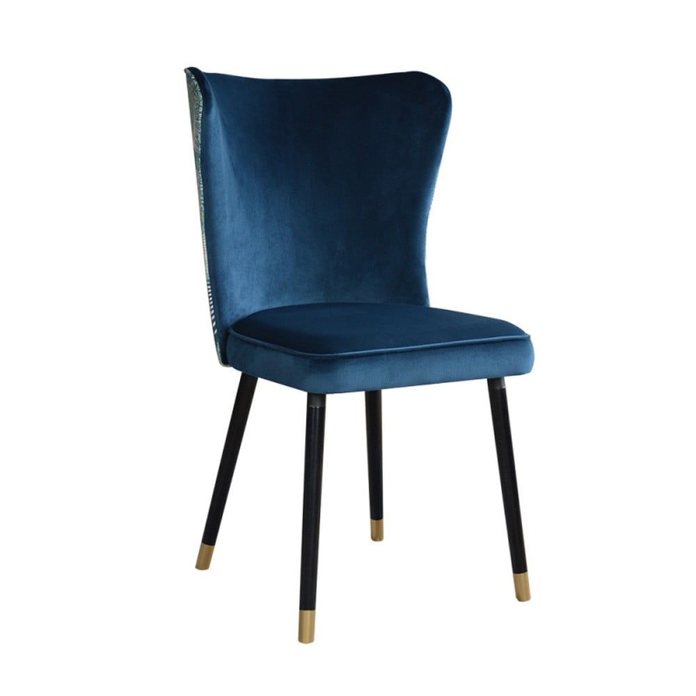 Modrá jídelní židle s detaily ve zlaté barvě JohnsonStyle Odette Eden - Bonami.cz