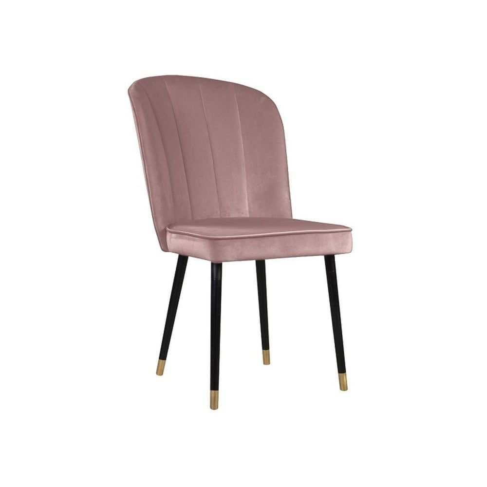 Růžová jídelní židle s detaily ve zlaté barvě JohnsonStyle Leende - Bonami.cz