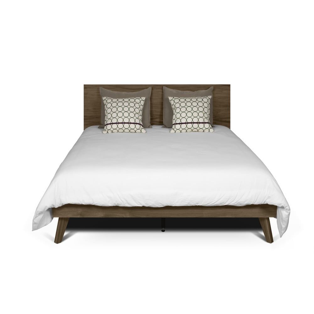 Hnědá postel s nohami z masivního dřeva TemaHome Mara, 180 x 200 cm - Bonami.cz