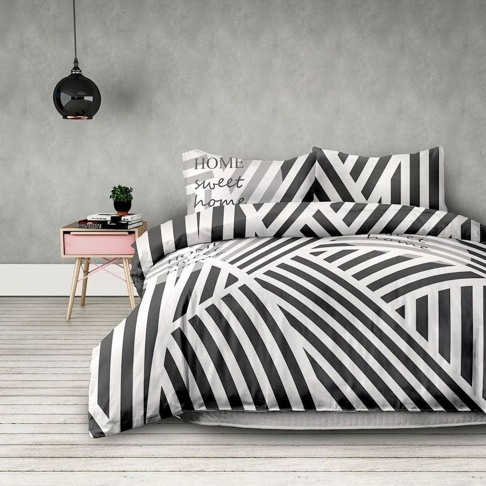 Povlečení z bavlny AmeliaHome Averi Stripes černo-bílé, velikost 140x200+70x90*1 - 4home.cz