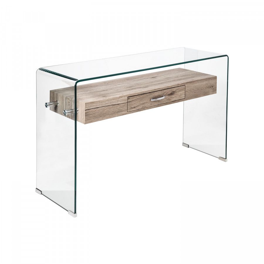 Idea Odkládací stolek 1 zásuvka sklo/MDF - ATAN Nábytek