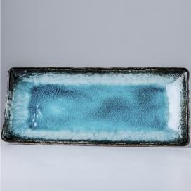 Modrý keramický servírovací talíř MIJ Sky, 29 x 12 cm