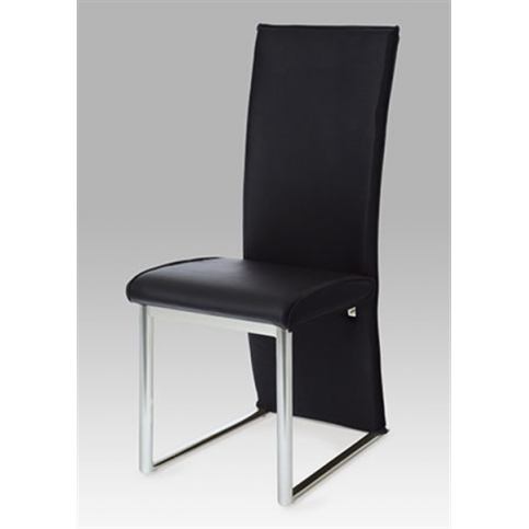 Jídelní židle AC-1367 BK (chrom / koženka černá) - Rafni
