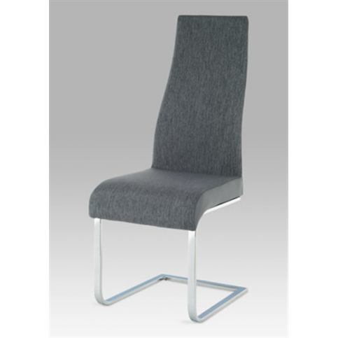 Jídelní židle AC-1817 GREY2 (chrom / látka šedá / koženka šedá) - Rafni