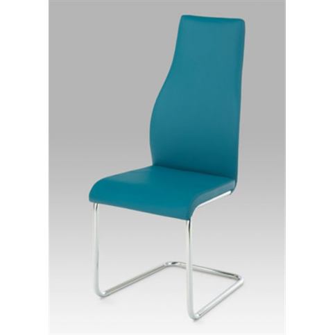 Jídelní židle AC-1955 PET (koženka petrolejová / chrom) - Rafni