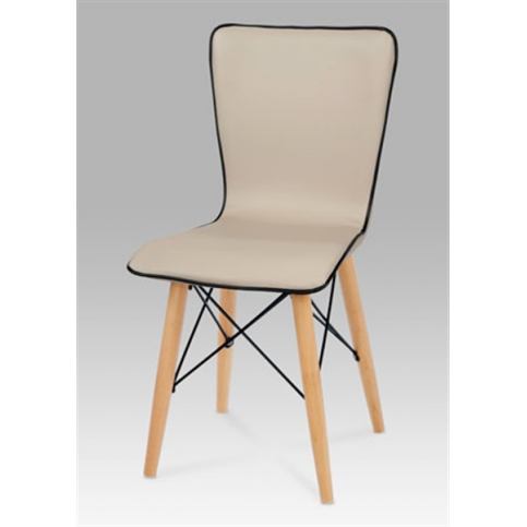 Jídelní židle B828 CAP1 (koženka cappuccino / natural) - Rafni