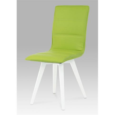 Jídelní židle B829 LIM1 (koženka limetková / vysoký lesk bílý) - Rafni