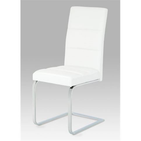 Jídelní židle B931N WT1 (koženka bílá / chrom) - Rafni