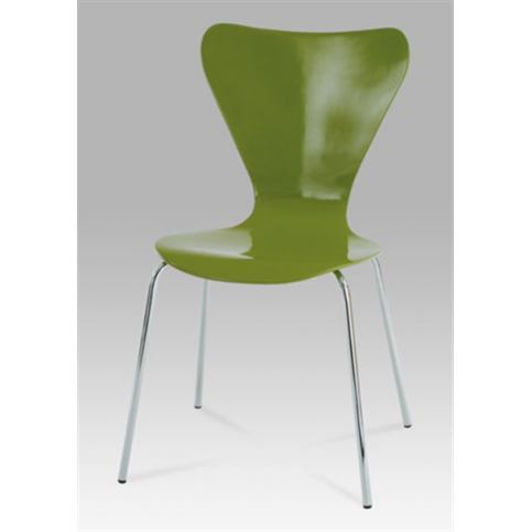 Jídelní židle C-180-5 GRN (chrom / zelená překližka) - Rafni