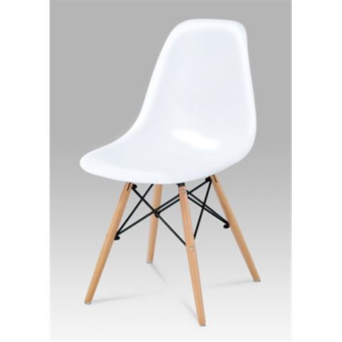 Jídelní židle CT-718 WT1 (plast bílý / masiv buk) - Rafni
