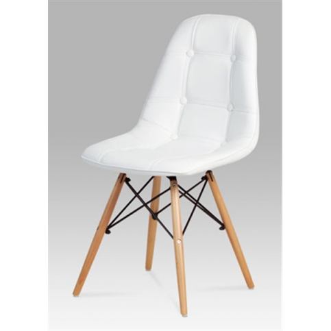 Jídelní židle CT-720 WT1 (koženka bílá / masiv buk) - Rafni