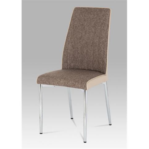 Jídelní židle DCH-352 CAP2 (cappuccino látka a koženka / chrom) - Rafni