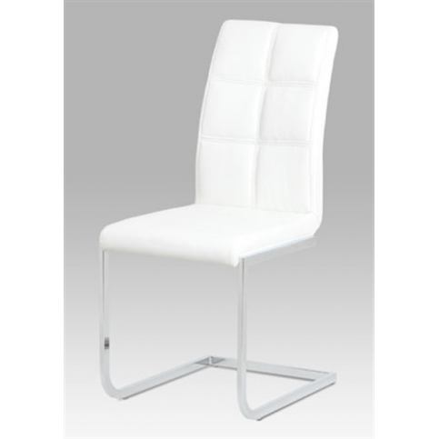 Jídelní židle DCH-851 WT (koženka bílá / chrom) - Rafni