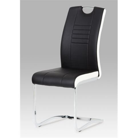 Jídelní židle DCL-406 BK (chrom / koženka černá s bílými boky) - Rafni
