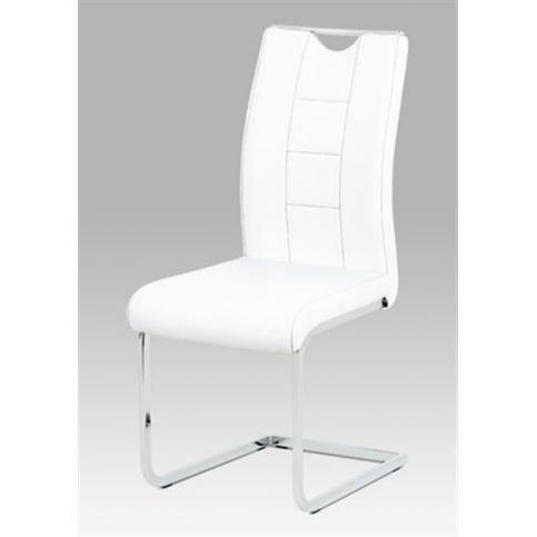 Jídelní židle DCL-411 WT (bílá koženka / chrom) - Rafni