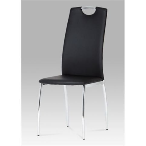 Jídelní židle DCL-419 BK (koženka černá / chrom) - Rafni
