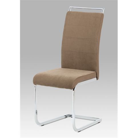Jídelní židle DCL-966 LAN2 (lanýžová látka a hnědá kožemka / chrom) - Rafni