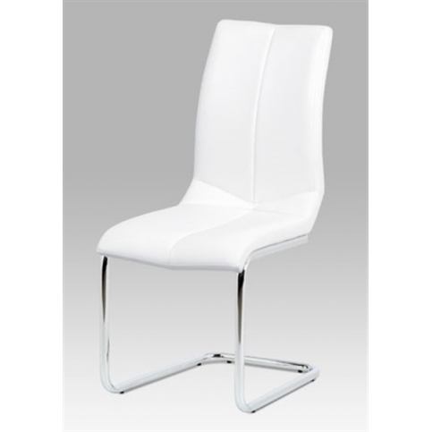 Jídelní židle HC-229 WT (koženka bílá / chrom) - Rafni