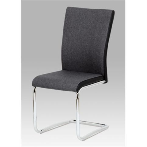 Jídelní židle HC-369 GRBK2 (šedá látka a černá koženka / chrom) - Rafni