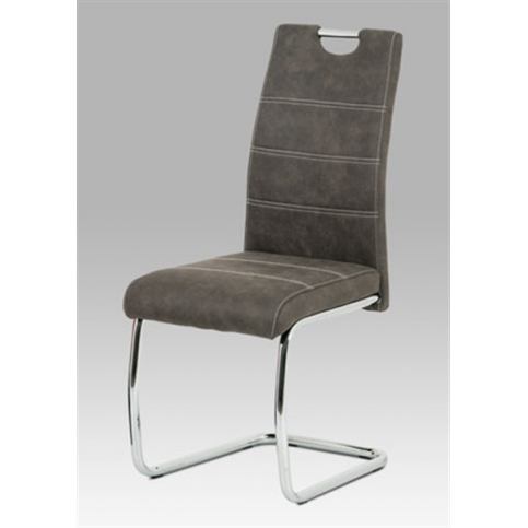 Jídelní židle HC-483 GREY3 (antracit látka \"COWBOY\", bílé prošití, kov chrom) - Rafni