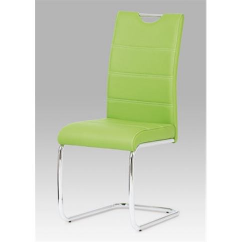 Jídelní židle HC-581 LIM1 (chrom / koženka zelená) - Rafni