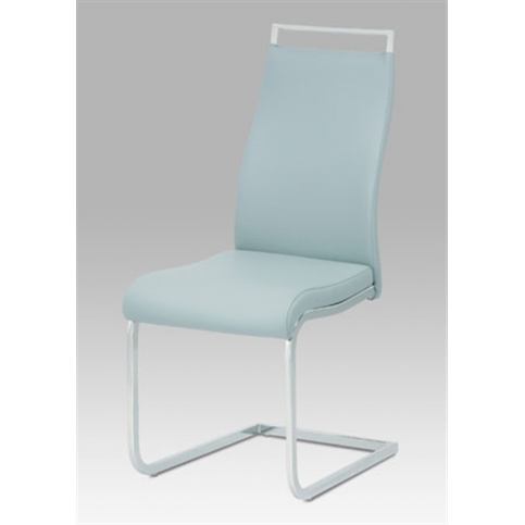 Jídelní židle HC-649 GREY1 (koženka sv. šedá / chrom) - Rafni
