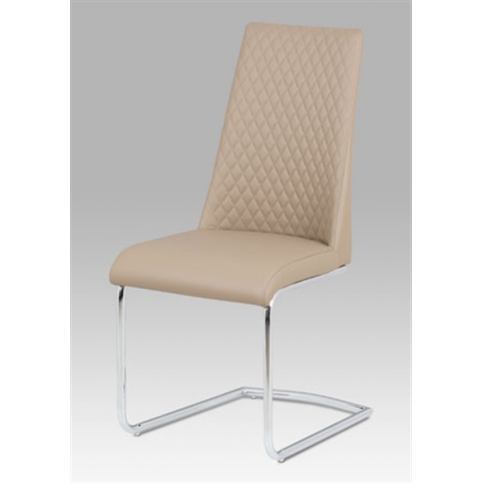 Jídelní židle HC-701 CAP (koženka cappuccino / chrom) - Rafni