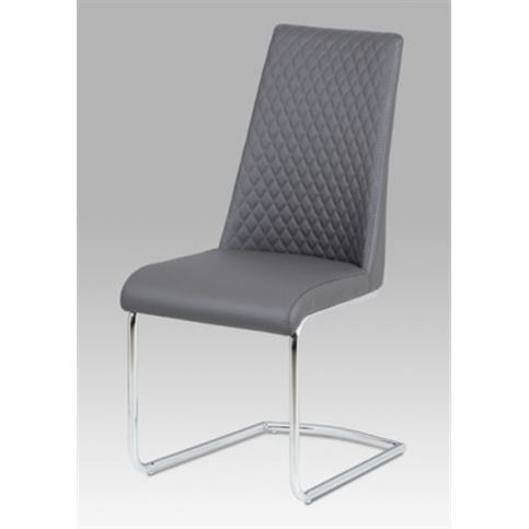 Jídelní židle HC-701 GREY (koženka šedá / chrom) - Rafni