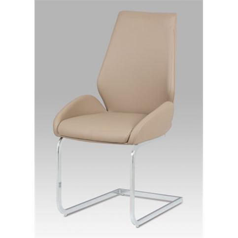 Jídelní židle HC-702 CAP (koženka cappuccino / chrom) - Rafni