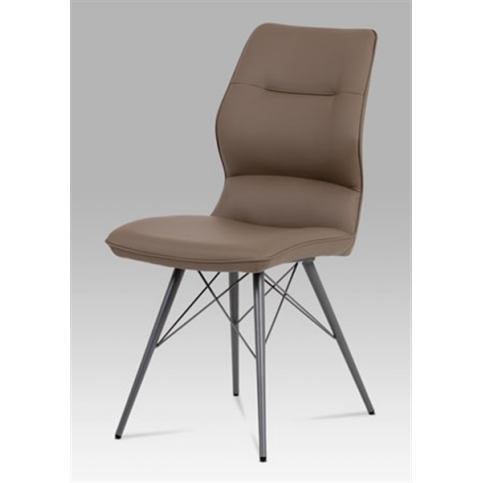 Jídelní židle HC-781 CAP (cappuccino ekokůže, matný černý kov) - Rafni